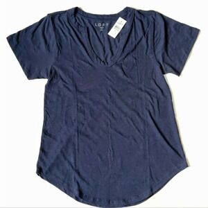Loft Splitneck Tee XS Blue NWT